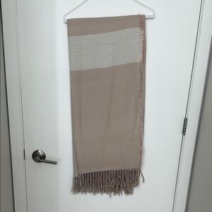 Pink and White Fringed Shawl